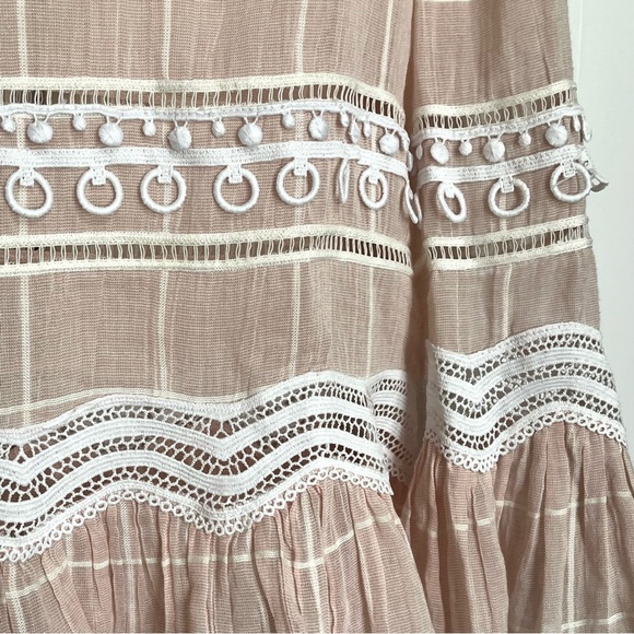 Jonathan Simkhai Voile Grid Top in Pink Embroidered Lace, Small - Picture 7 of 16